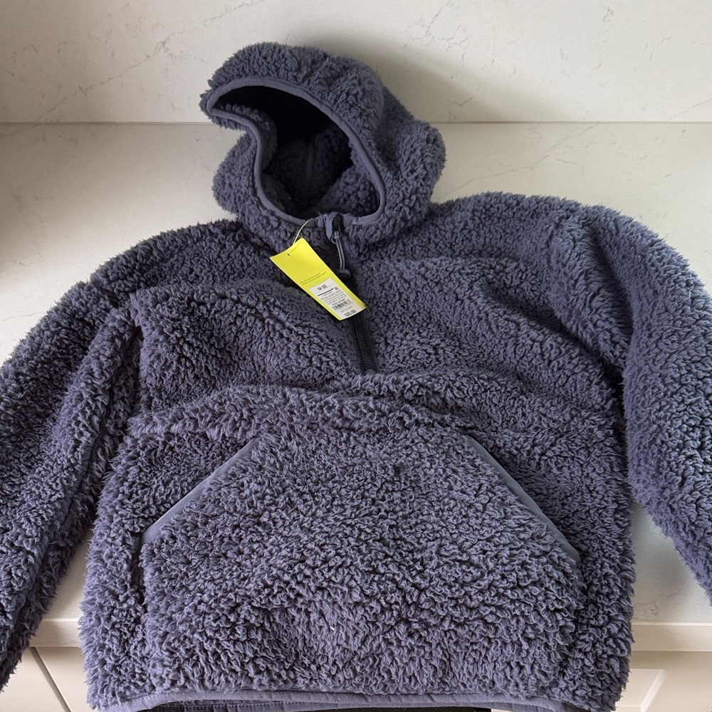 NWT - All in Motion Kids Gray Sherpa Jacket, Super Soft & Cozy, size M